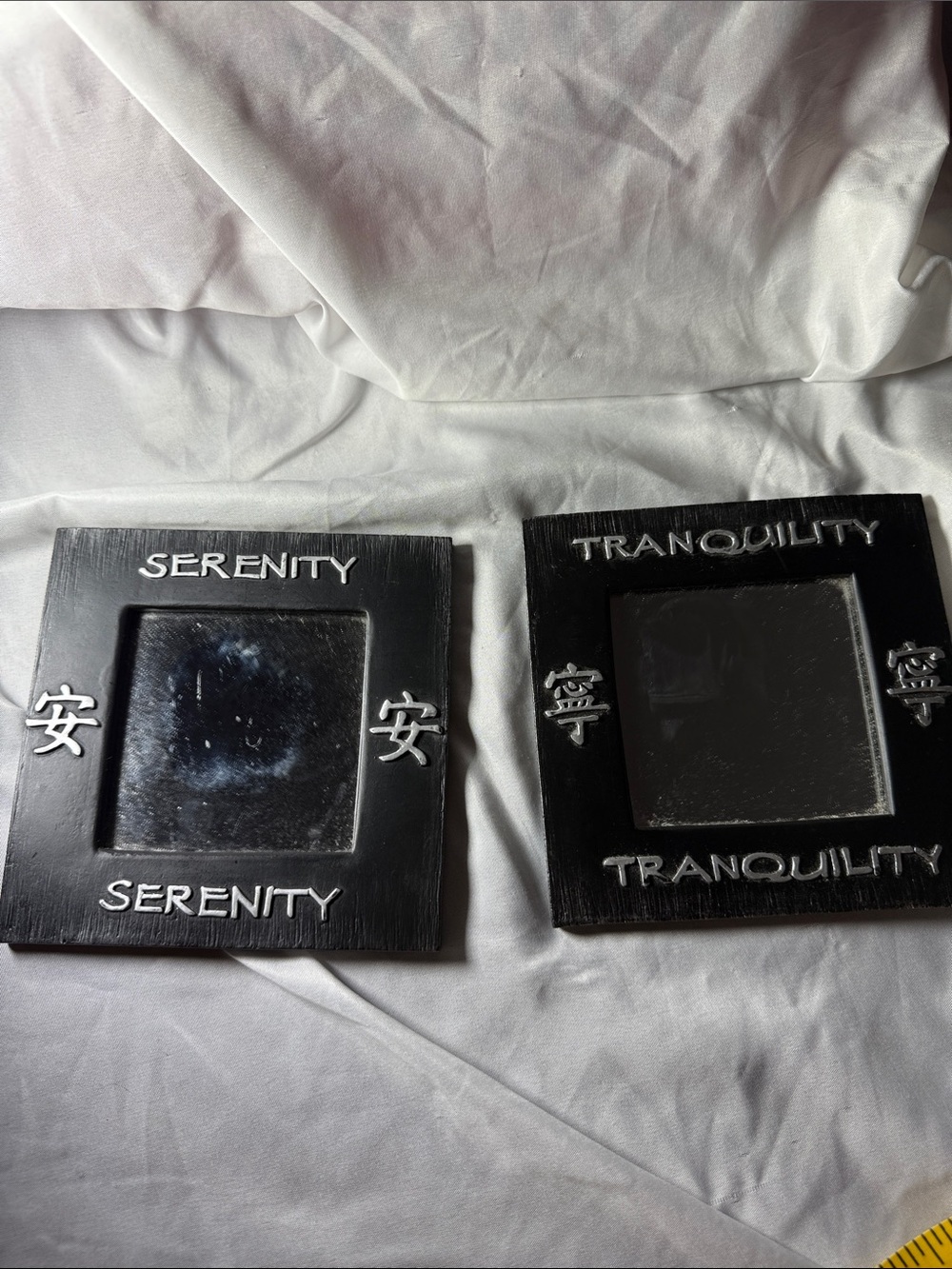 Serenity & Tranquility Black Square Wall Mirrors